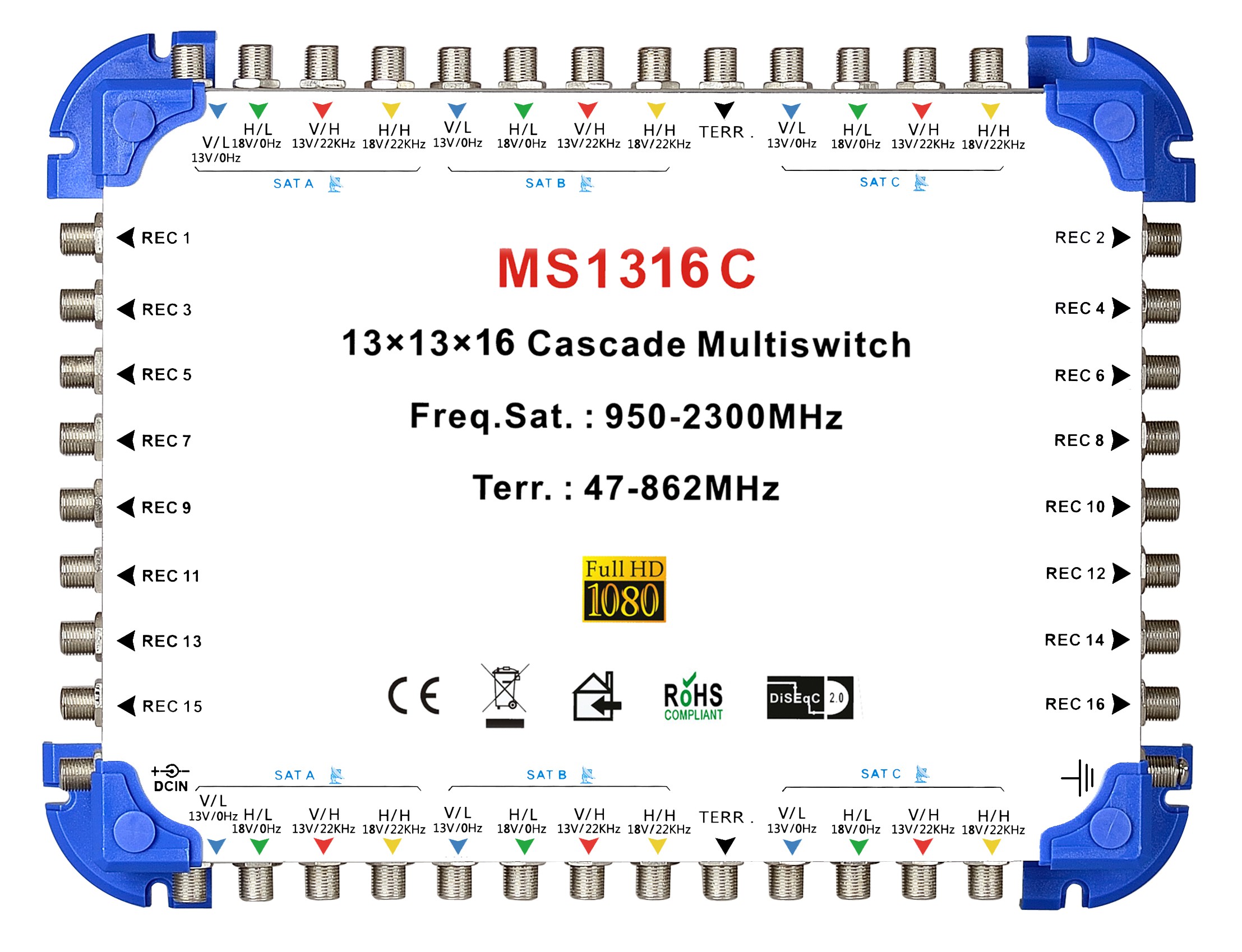 13x16 спутниковый многопозиционный переключатель