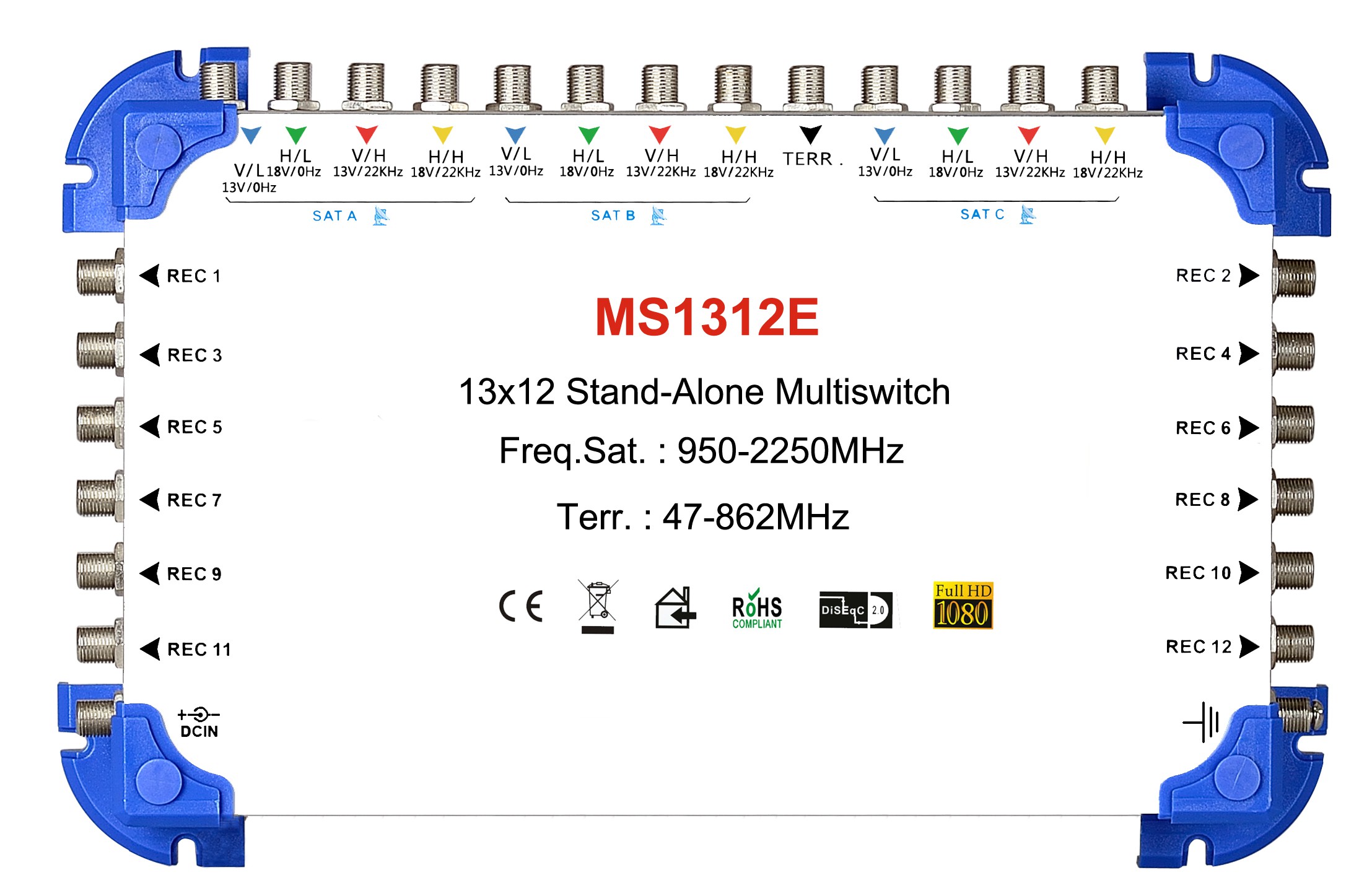 13x12 satélite multi-switch, stand-alone multiswitch