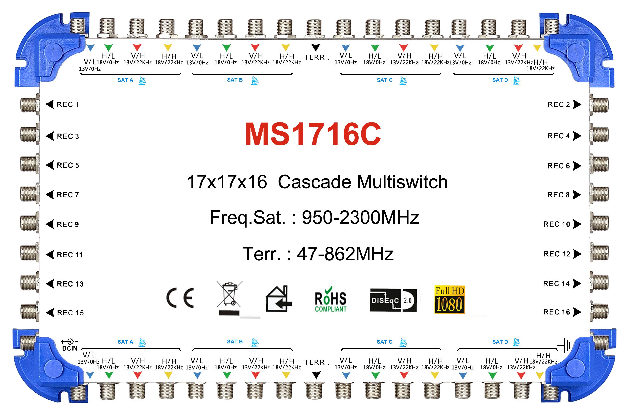 17x16 卫星电视多路开关 级联型
